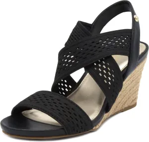 LONDON FOG Womens Pickwick Open Toe Espadrille Stretch Wedge Sandals