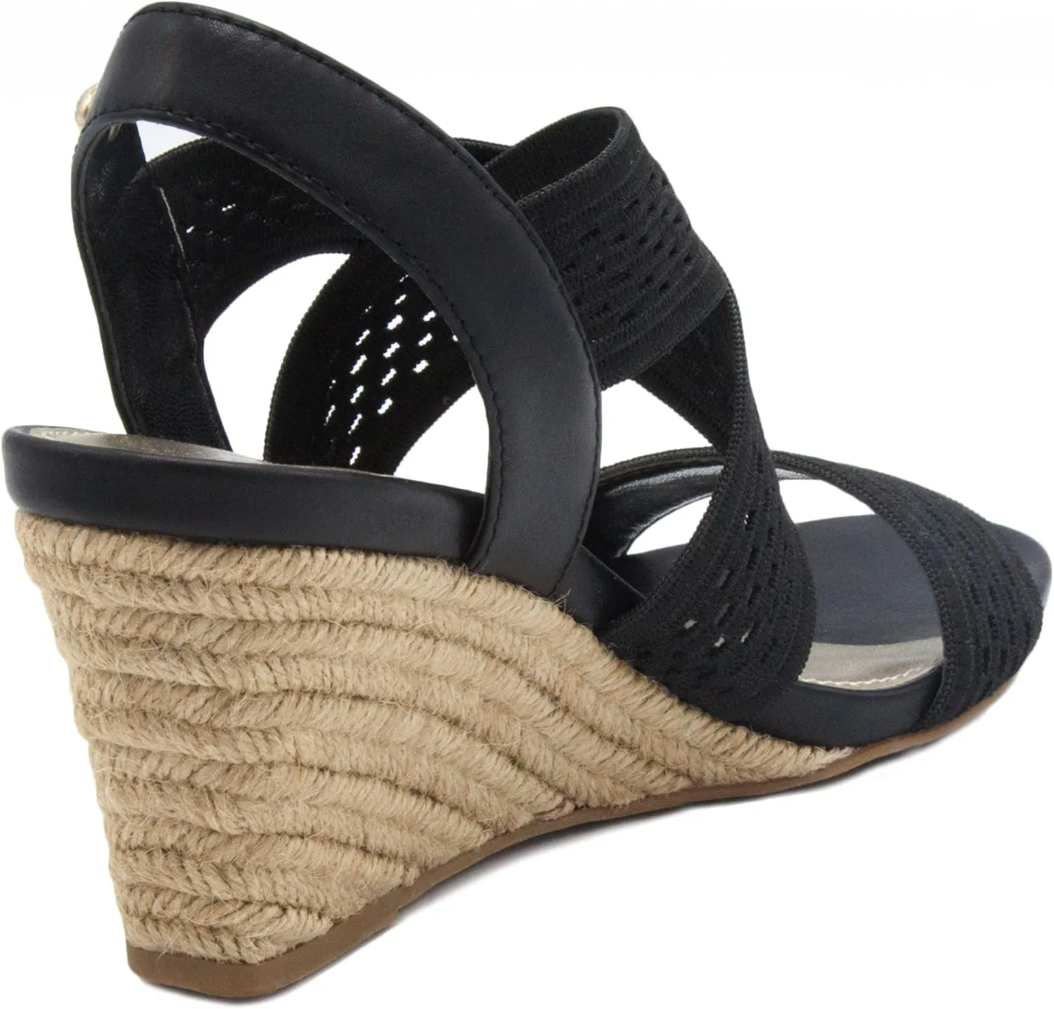 LONDON FOG Womens Pickwick Open Toe Espadrille Stretch Wedge Sandals
