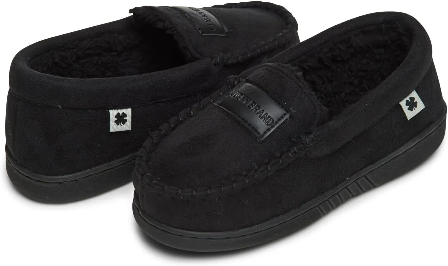 Lucky Brand Boys' Micro Suede Fuzzy Lined Moccasin Slippers