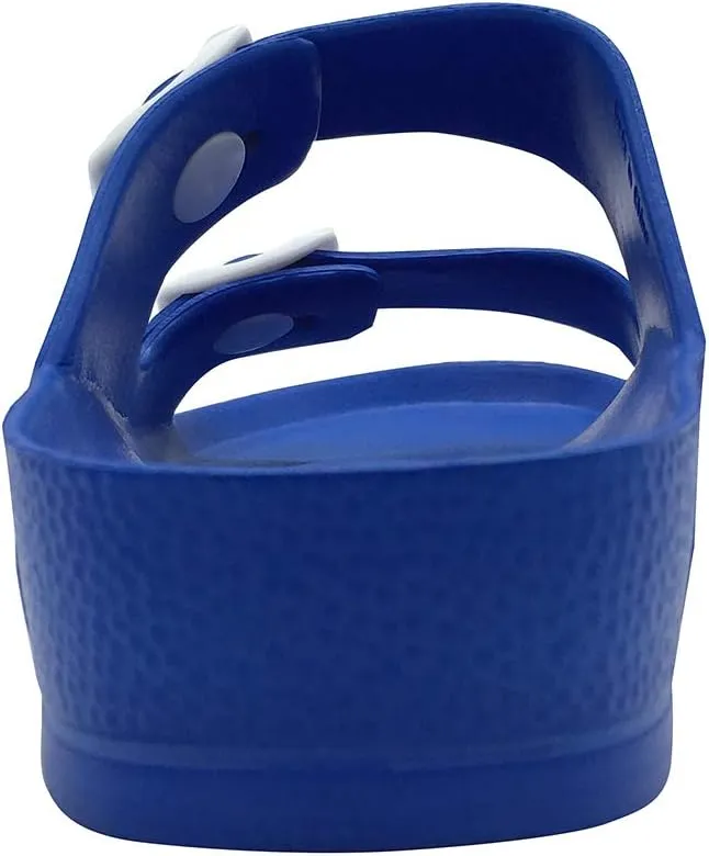 Luffymomo Adjustable Slip on Eva Double Buckle Slides Comfort Footbed Thong Sandals for Womens