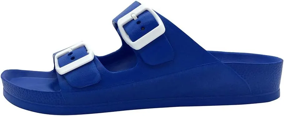 Luffymomo Adjustable Slip on Eva Double Buckle Slides Comfort Footbed Thong Sandals for Womens