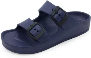 Luffymomo Adjustable Slip on Eva Double Buckle Slides Comfort Footbed Thong Sandals for Womens