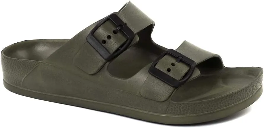 Luffymomo Adjustable Slip on Eva Double Buckle Slides Comfort Footbed Thong Sandals for Womens