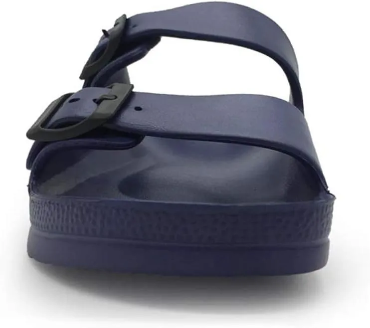 Luffymomo Adjustable Slip on Eva Double Buckle Slides Comfort Footbed Thong Sandals for Womens