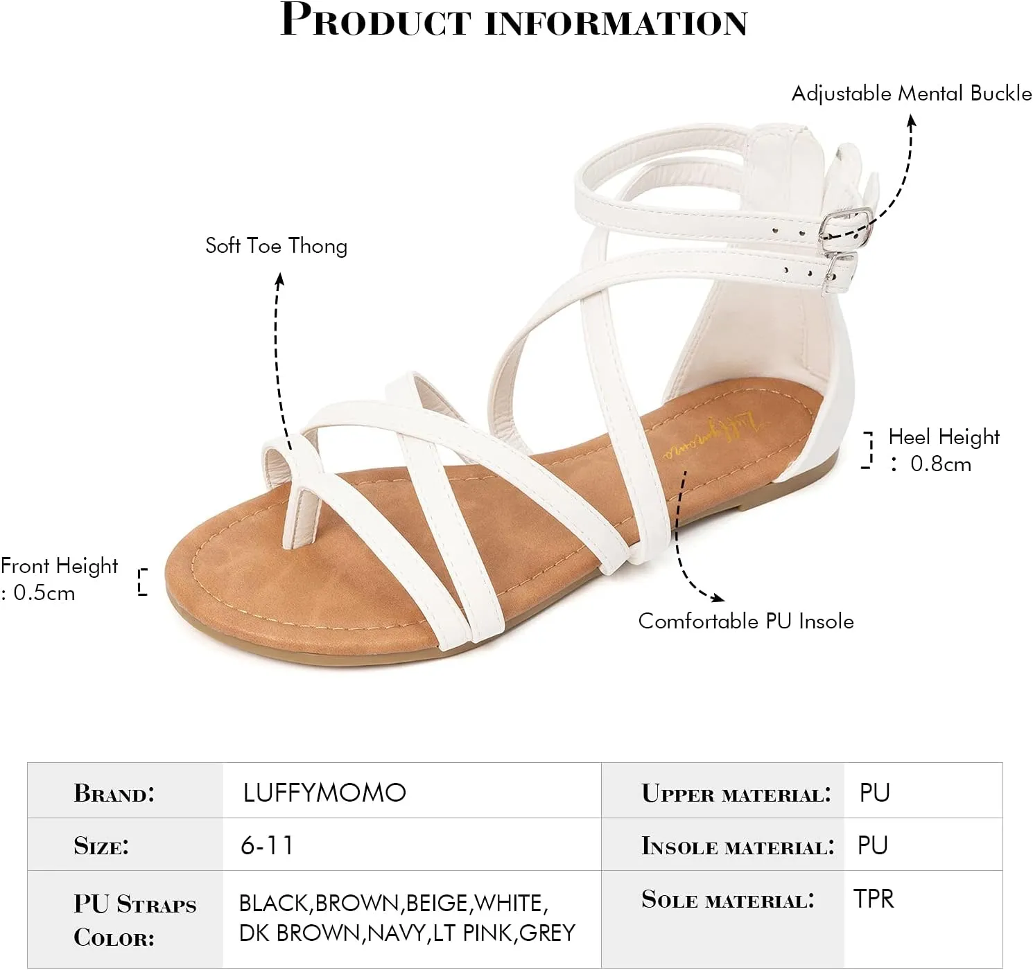 Luffymomo Women's Gladiator Strap Sandals Flat Fisherman Thong Cross Strappy Sandals