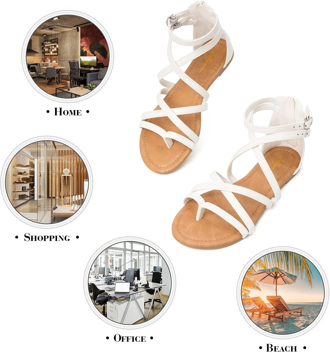 Luffymomo Women's Gladiator Strap Sandals Flat Fisherman Thong Cross Strappy Sandals