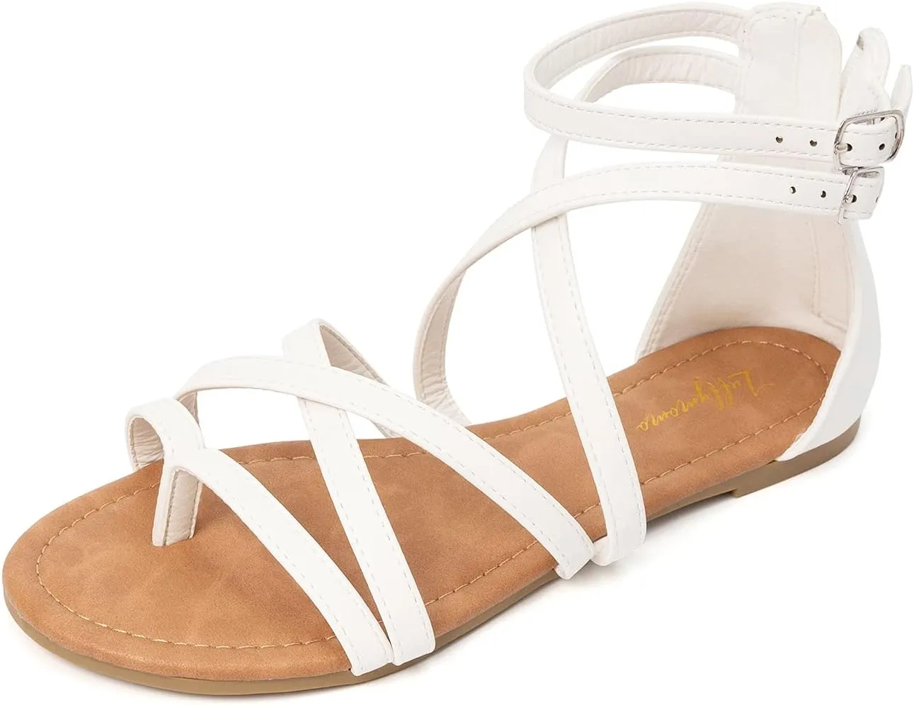 Luffymomo Women's Gladiator Strap Sandals Flat Fisherman Thong Cross Strappy Sandals