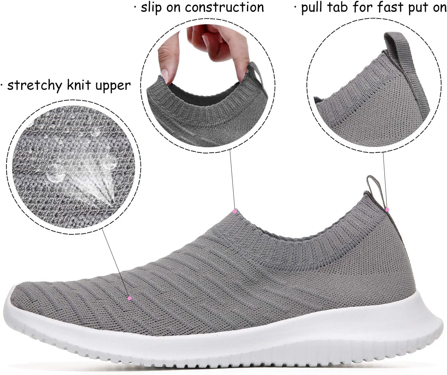 MAIITRIP Womens Comfort Elastic Sock Slip On Walking Lightweight Non-Slip Fall Shoes (Size:5.5-11)