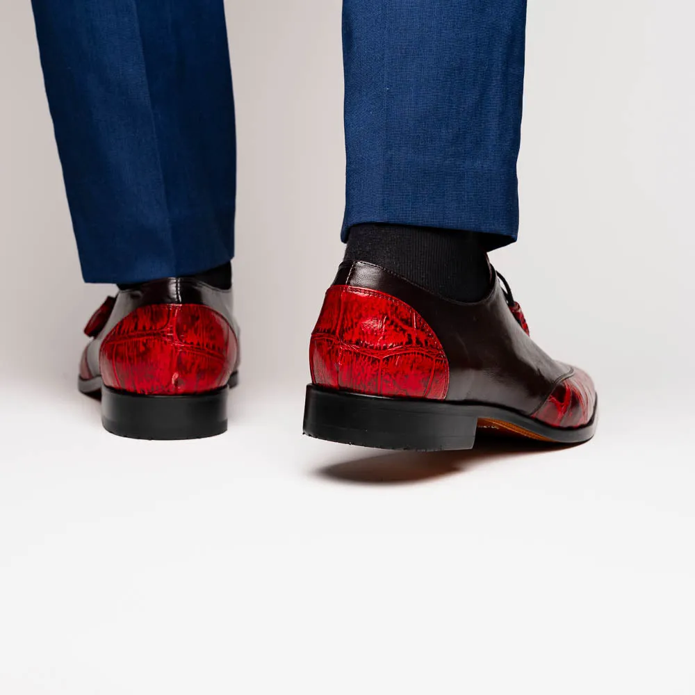 Marco Di Milano Anzio Black Cherry Alligator & Calfskin Derby