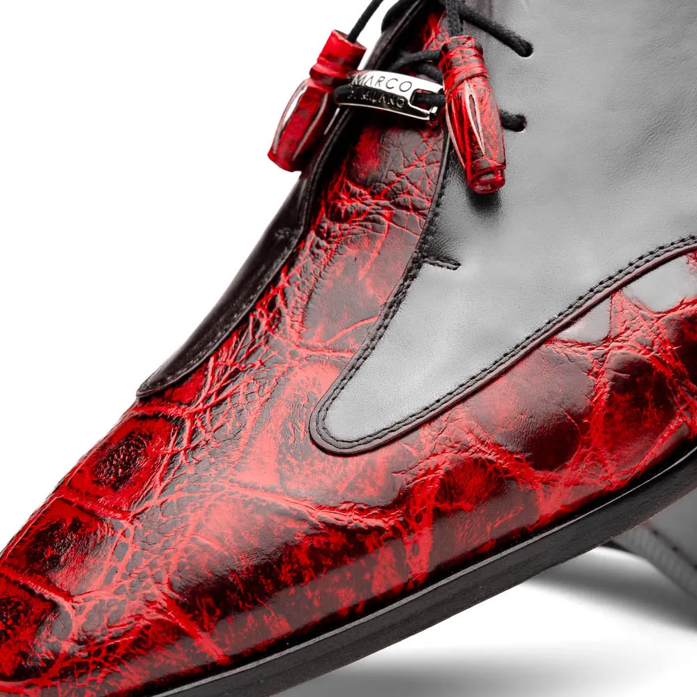 Marco Di Milano Anzio Black Cherry Alligator & Calfskin Derby