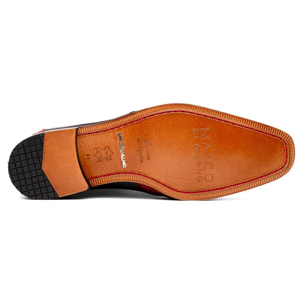 Marco Di Milano Anzio Black Cherry Alligator & Calfskin Derby
