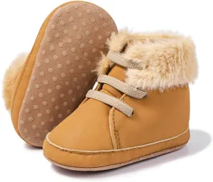 Meckior Toddler Baby Boys Girls High Tops Ankle Sneakers Soft Anti-Slip Sole PU Leather Moccasins Infant Newborn Prewalker First Walking Crib Shoes