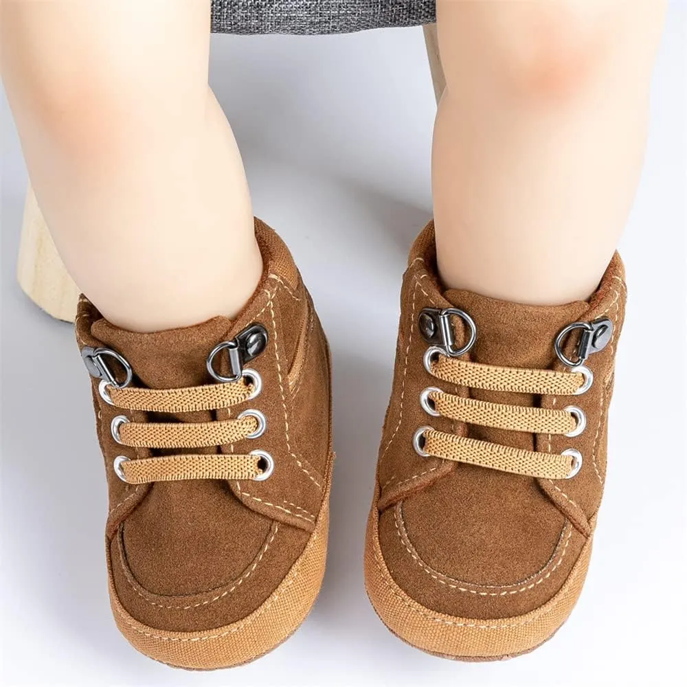Meckior Toddler Baby Boys Girls High Tops Ankle Sneakers Soft Anti-Slip Sole PU Leather Moccasins Infant Newborn Prewalker First Walking Crib Shoes