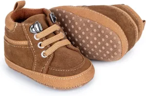 Meckior Toddler Baby Boys Girls High Tops Ankle Sneakers Soft Anti-Slip Sole PU Leather Moccasins Infant Newborn Prewalker First Walking Crib Shoes
