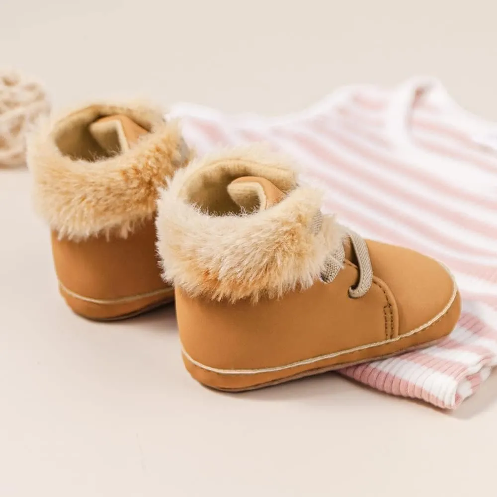 Meckior Toddler Baby Boys Girls High Tops Ankle Sneakers Soft Anti-Slip Sole PU Leather Moccasins Infant Newborn Prewalker First Walking Crib Shoes