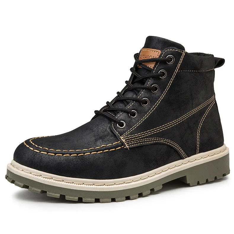 Medium Leather Boots Men's Short Boots Versatile Military Boots