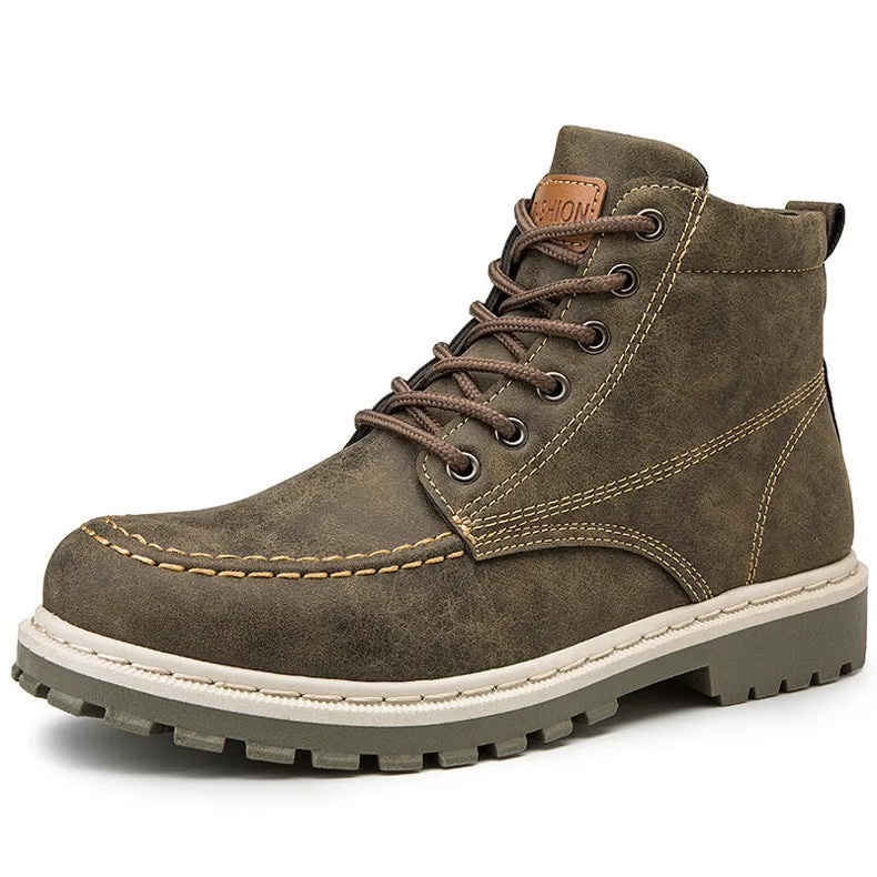 Medium Leather Boots Men's Short Boots Versatile Military Boots