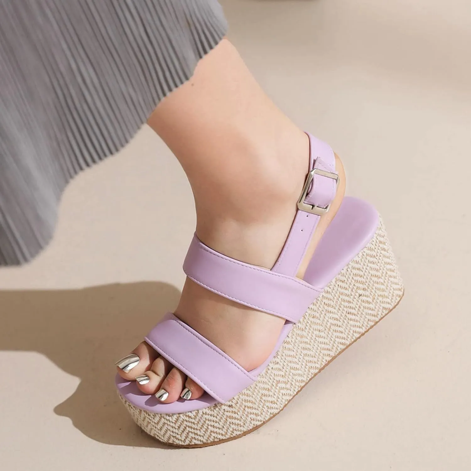 Meefit Women Platform Espadrille Wedges Sandals Open Toe Slingback Ankle Strap High Heels Sandals