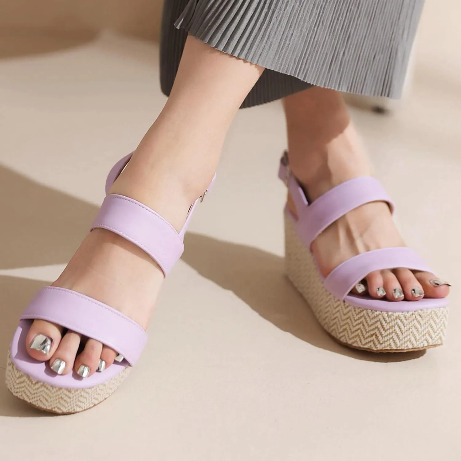 Meefit Women Platform Espadrille Wedges Sandals Open Toe Slingback Ankle Strap High Heels Sandals