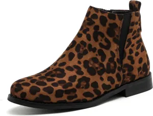 MEMON Womens Black Chelsea Boots,Suede Booties Low Heel,Casual Elastic Ankle Boots,Slip On Dress Boots For Women