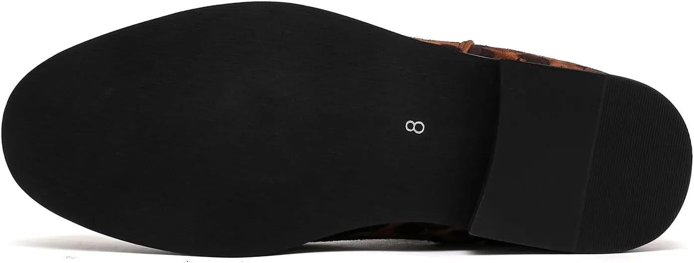 MEMON Womens Black Chelsea Boots,Suede Booties Low Heel,Casual Elastic Ankle Boots,Slip On Dress Boots For Women
