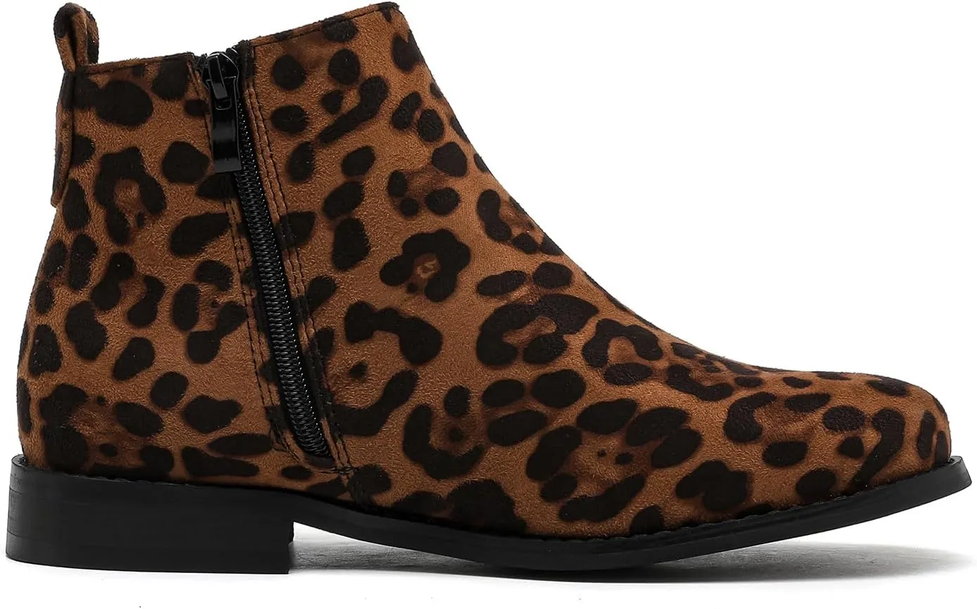 MEMON Womens Black Chelsea Boots,Suede Booties Low Heel,Casual Elastic Ankle Boots,Slip On Dress Boots For Women