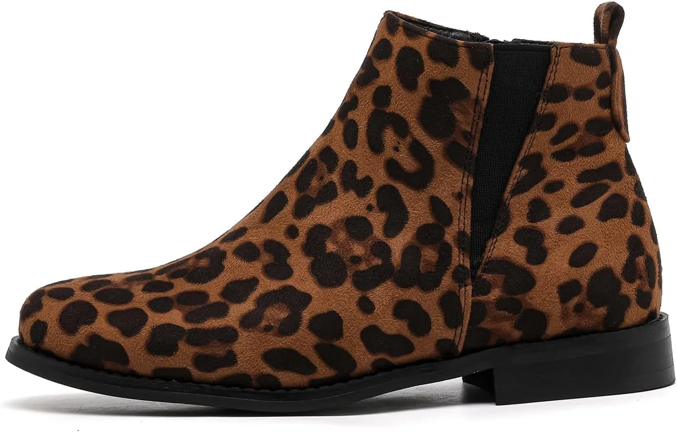 MEMON Womens Black Chelsea Boots,Suede Booties Low Heel,Casual Elastic Ankle Boots,Slip On Dress Boots For Women