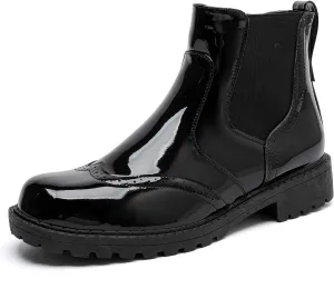 MEMON Women's Chelsea Boots Slip-on Fashion Low Heeled Booties for Women Casual Comfortable Black Ankle Booties Shoes