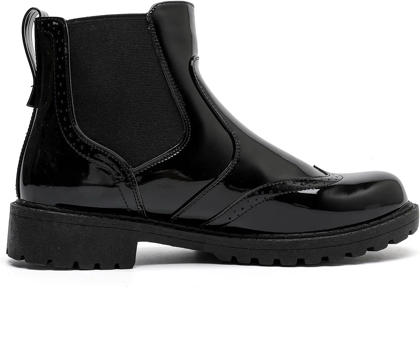 MEMON Women's Chelsea Boots Slip-on Fashion Low Heeled Booties for Women Casual Comfortable Black Ankle Booties Shoes