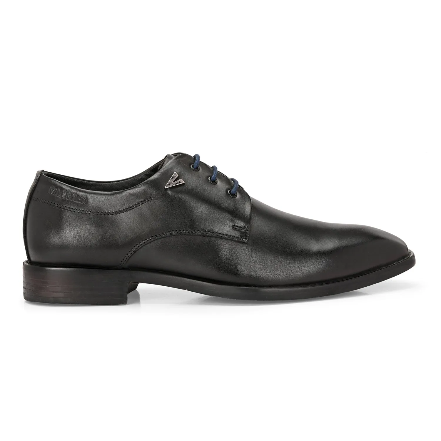 Men Premium Leather Black Lace-Up Formal Derby Shoes (Giness-52)