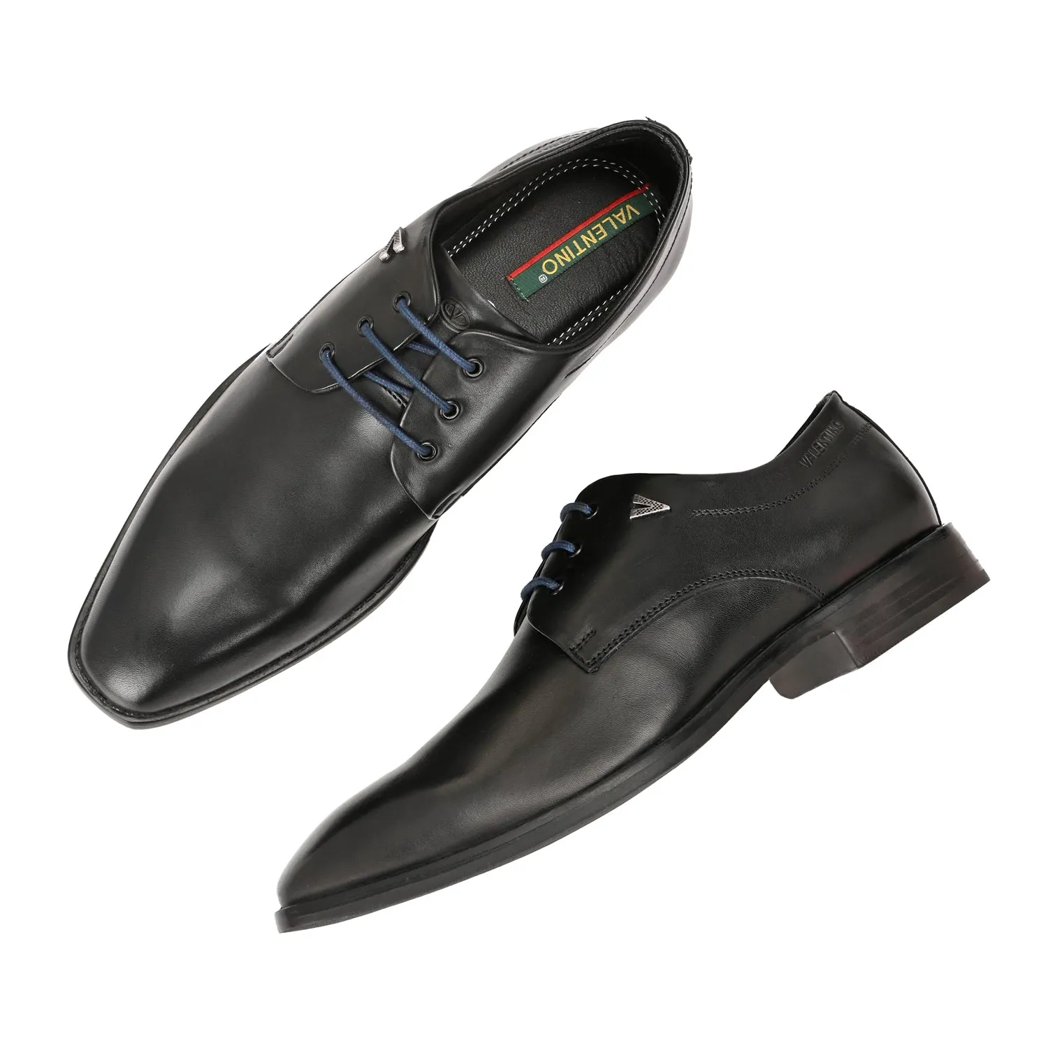 Men Premium Leather Black Lace-Up Formal Derby Shoes (Giness-52)