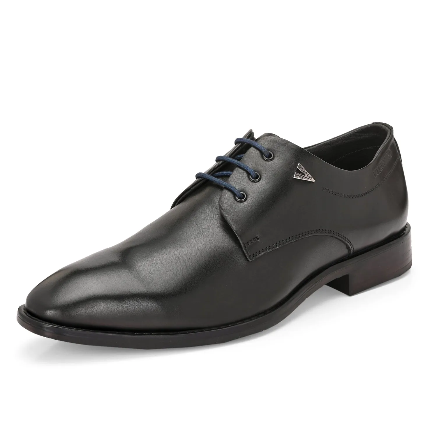 Men Premium Leather Black Lace-Up Formal Derby Shoes (Giness-52)