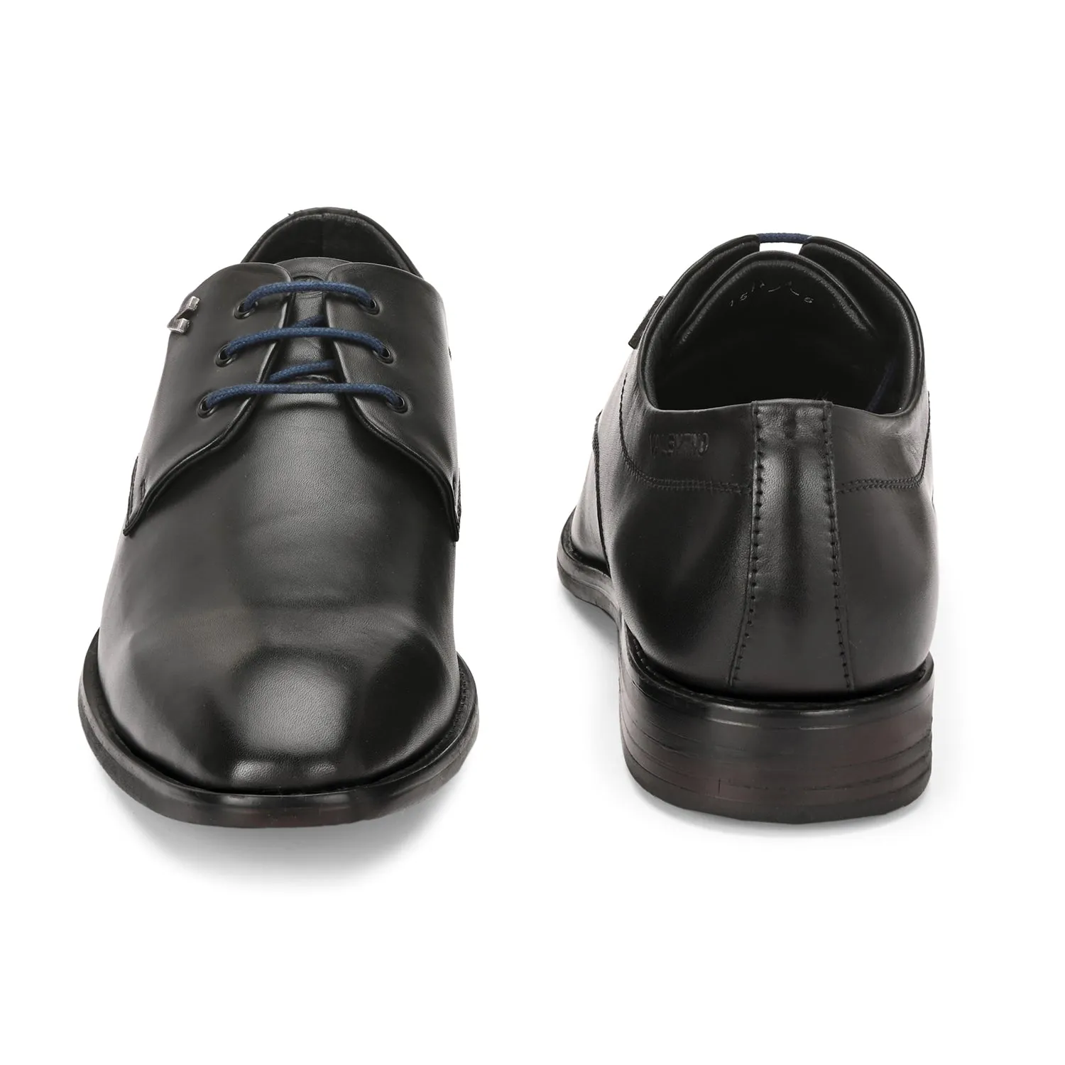 Men Premium Leather Black Lace-Up Formal Derby Shoes (Giness-52)
