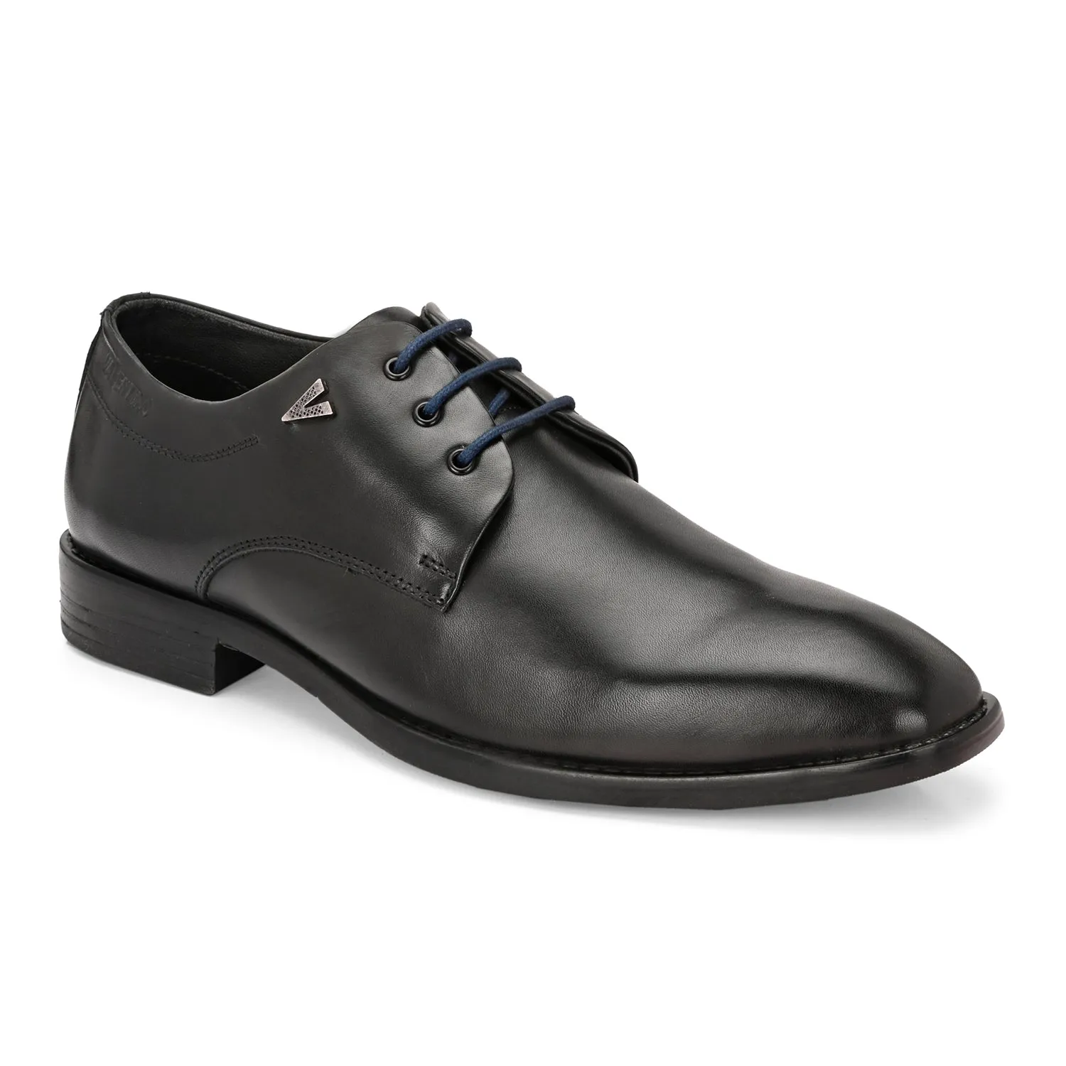 Men Premium Leather Black Lace-Up Formal Derby Shoes (Giness-52)
