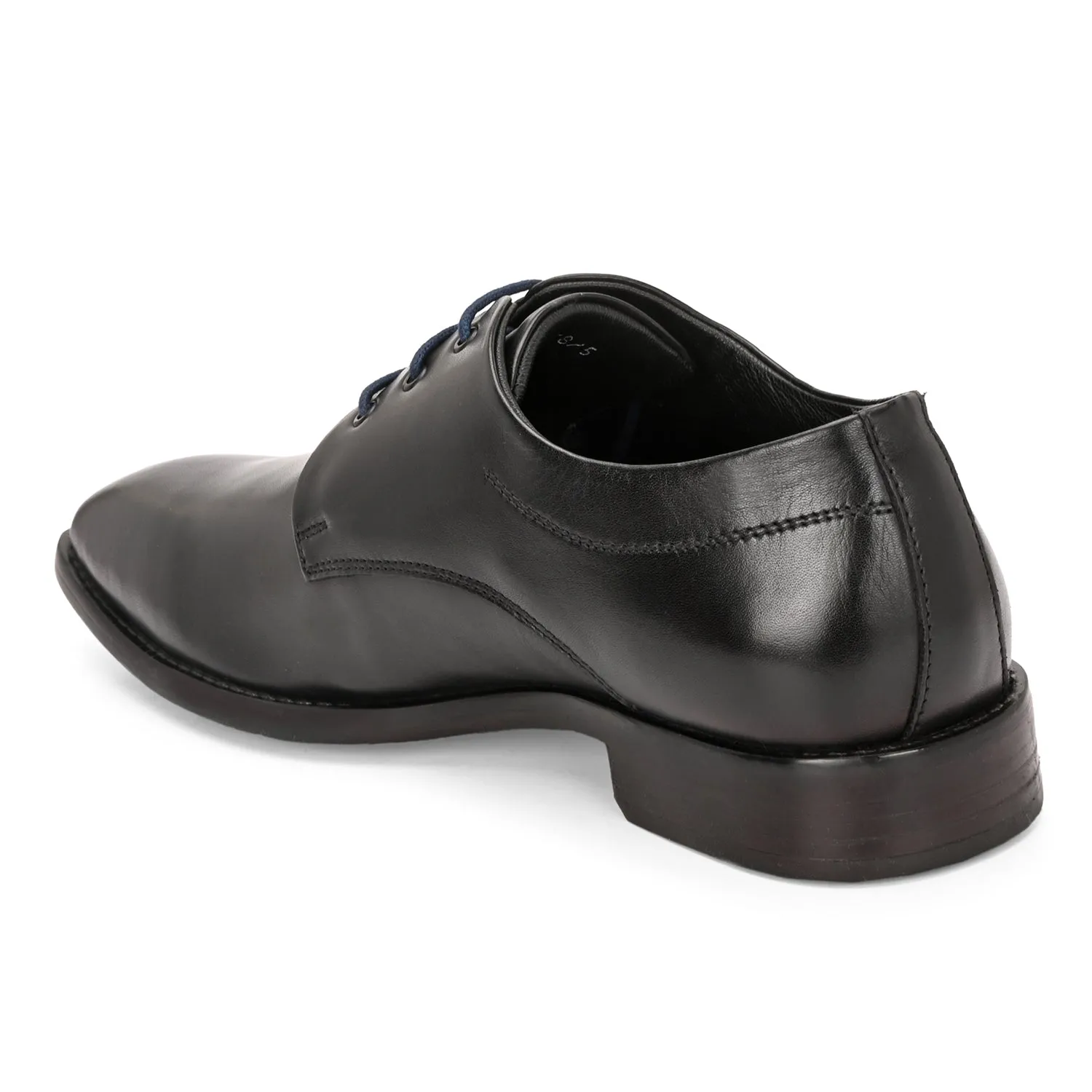 Men Premium Leather Black Lace-Up Formal Derby Shoes (Giness-52)