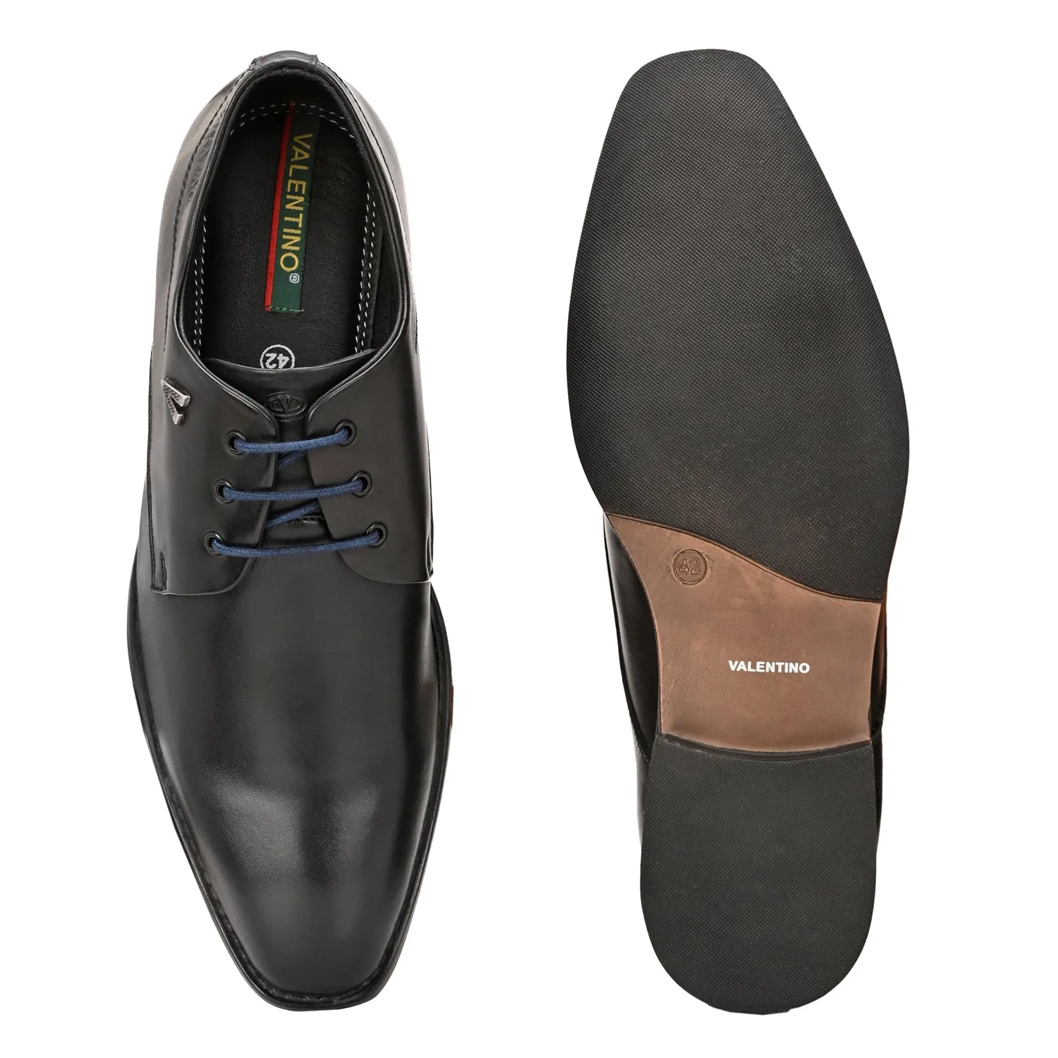 Men Premium Leather Black Lace-Up Formal Derby Shoes (Giness-52)