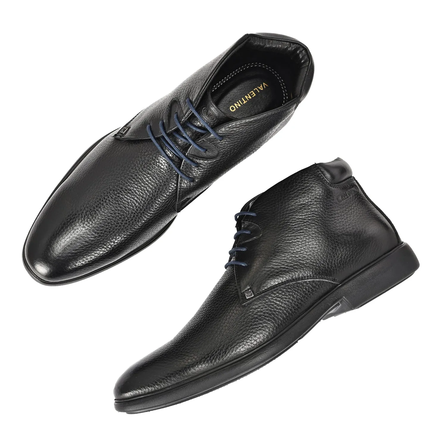 Men Premium Leather Black Lace-Up Formal Derby Shoes (Kronox-75)
