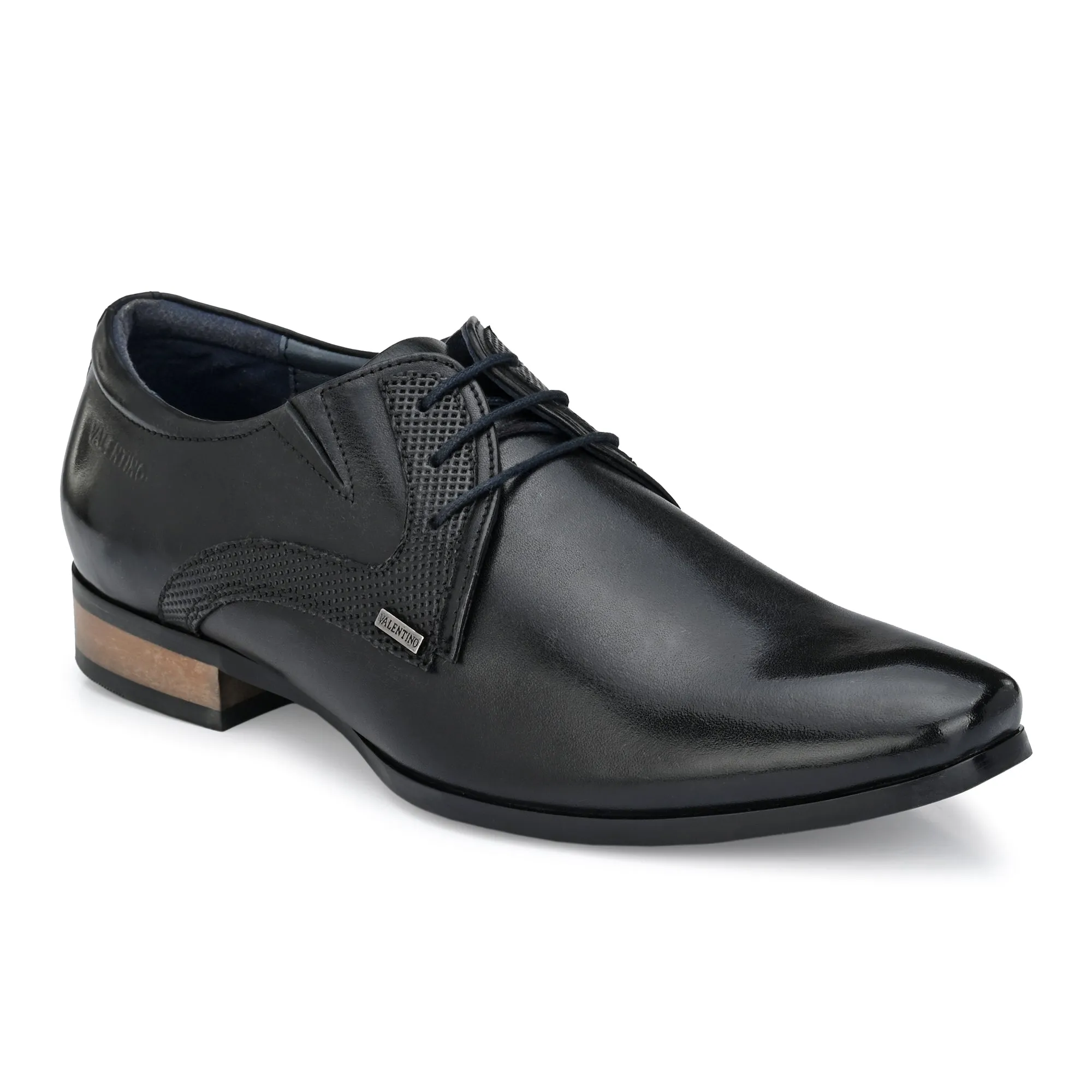 Men Premium Leather Black Lace-Up Formal Derby Shoes (Ramky-68)