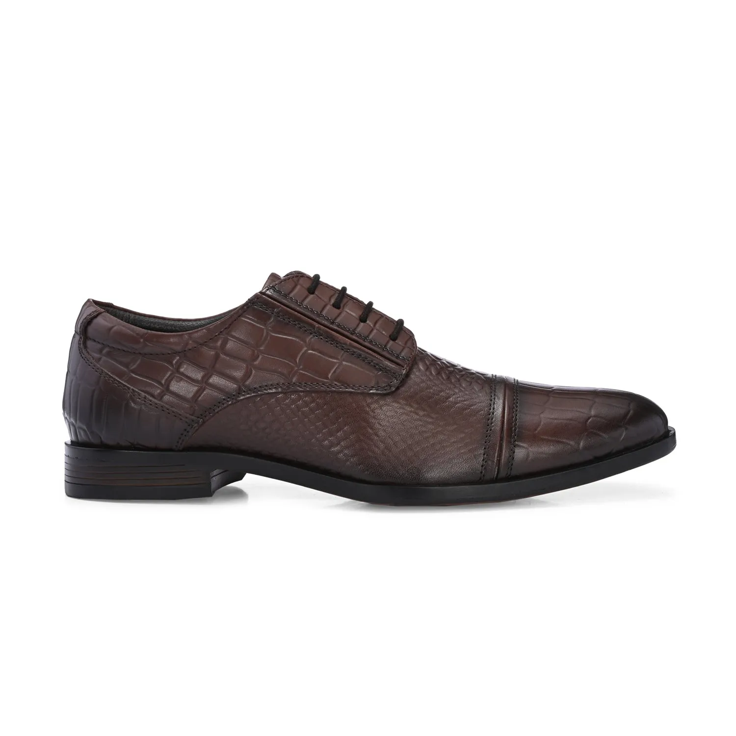 Men Premium Leather Brown Lace-Up Formal Derby Shoes (Origo-60)