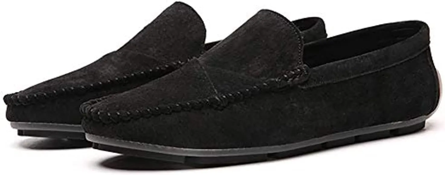 Men Suede Driving Comfort Loafers Brogue Casual Walking Flat Moccasin Business Classic Dress Boat Shoes