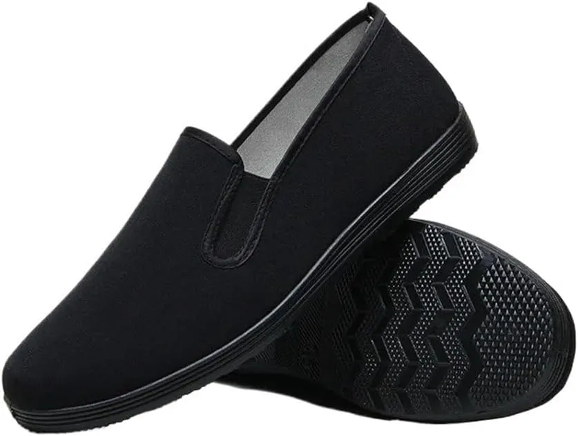 Men's Beijing Cloth Shoes Slip-On Casual Breathable Rubber Outsole Round Toe Cotton Lined