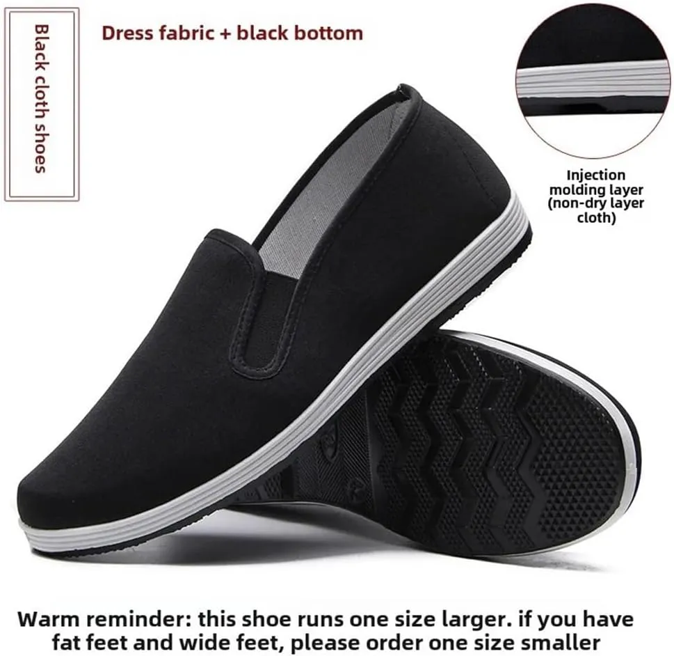 Men's Beijing Cloth Shoes Slip-On Casual Breathable Rubber Outsole Round Toe Cotton Lined