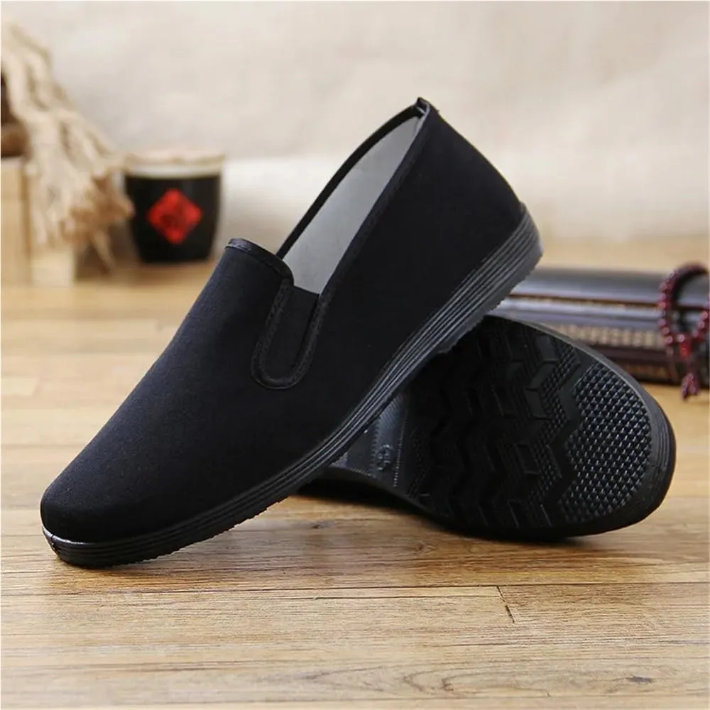 Men's Beijing Cloth Shoes Slip-On Casual Breathable Rubber Outsole Round Toe Cotton Lined
