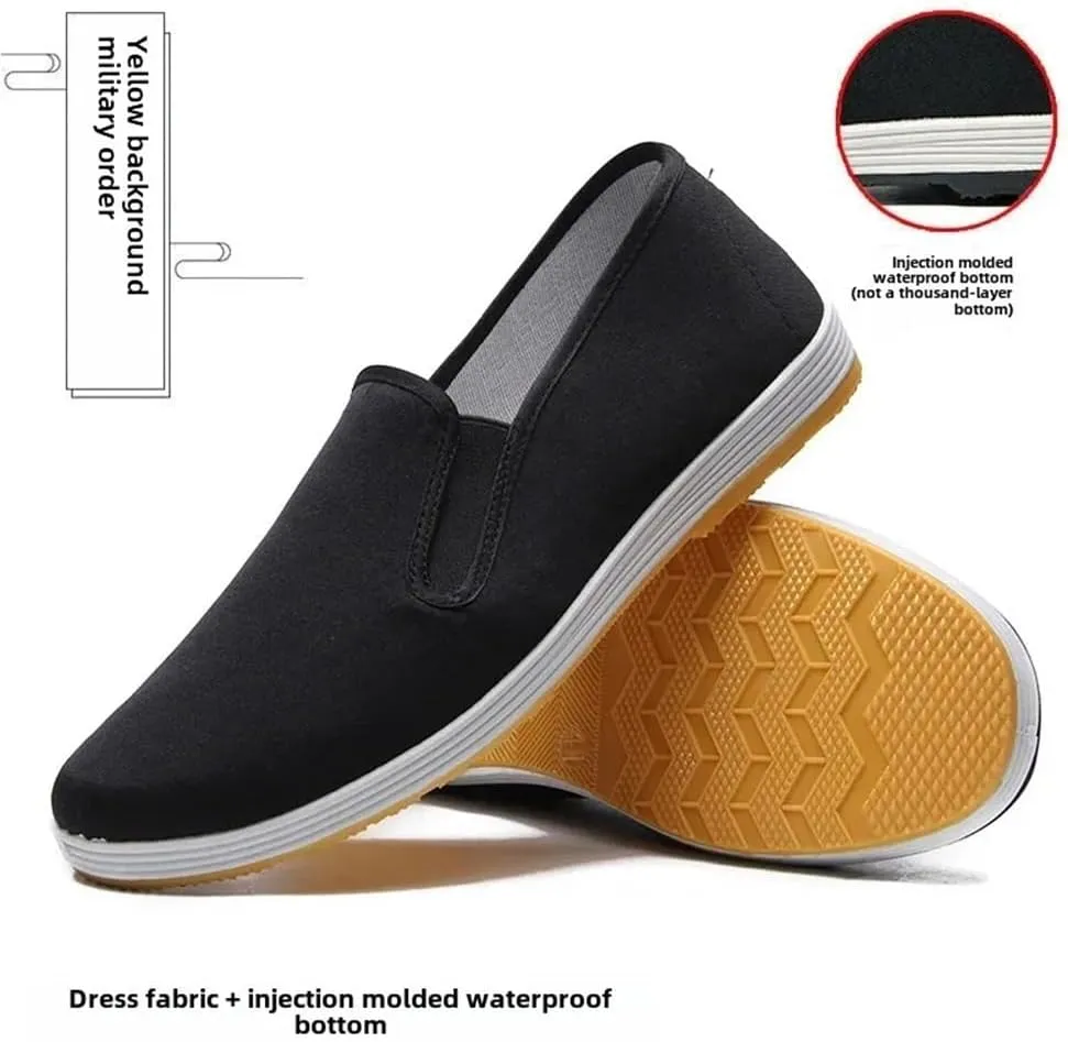 Men's Beijing Cloth Shoes Slip-On Casual Breathable Rubber Outsole Round Toe Cotton Lined