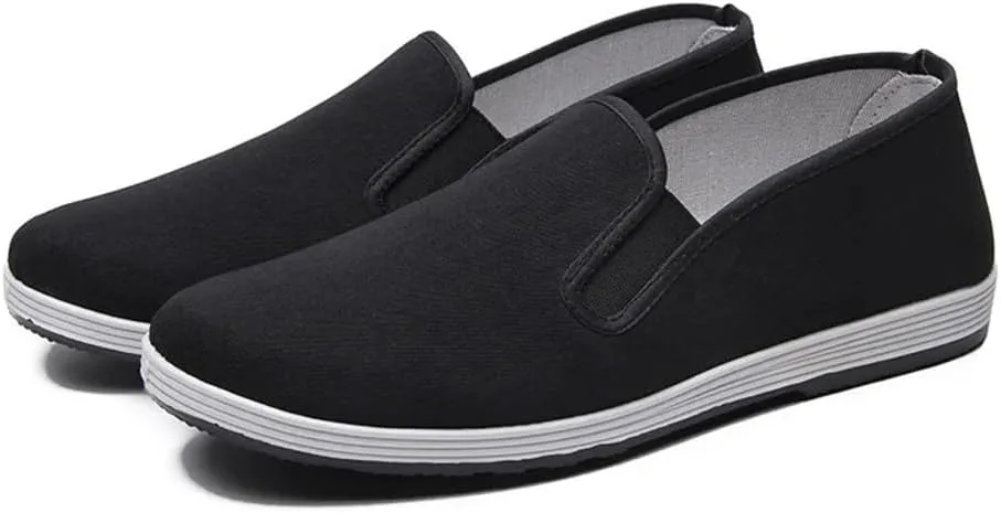 Men's Beijing Cloth Shoes Slip-On Casual Breathable Rubber Outsole Round Toe Cotton Lined