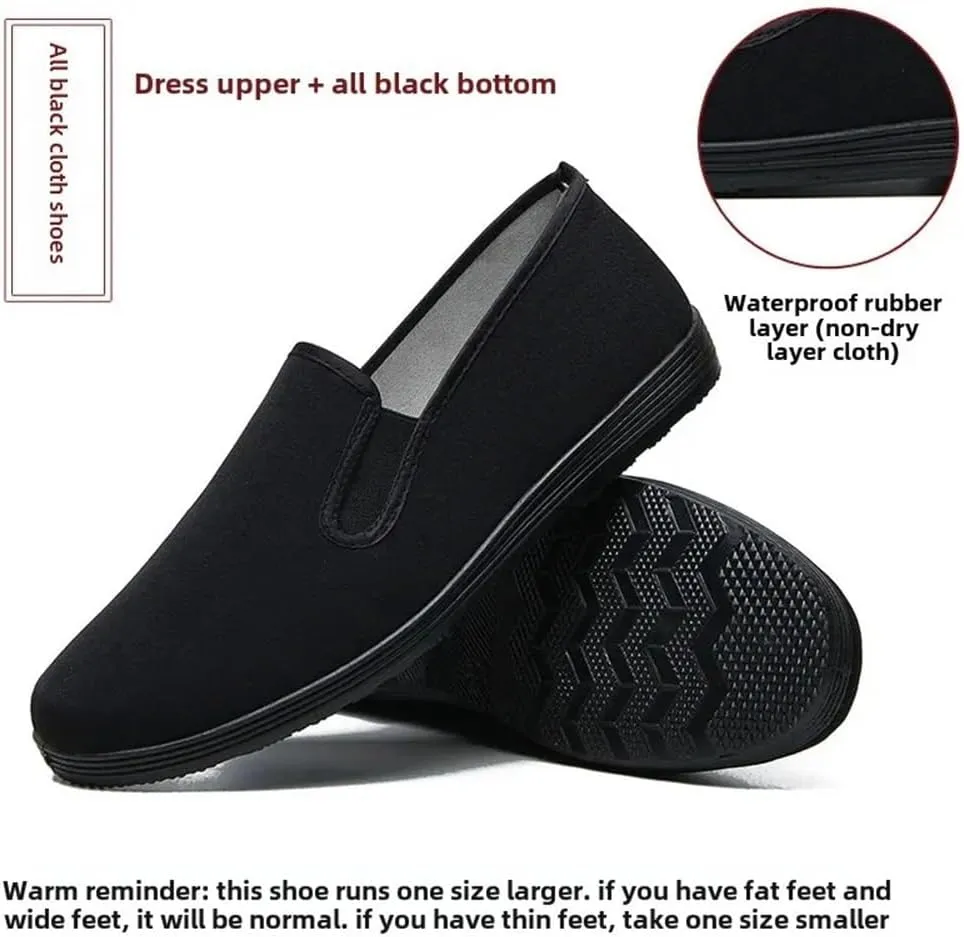 Men's Beijing Cloth Shoes Slip-On Casual Breathable Rubber Outsole Round Toe Cotton Lined