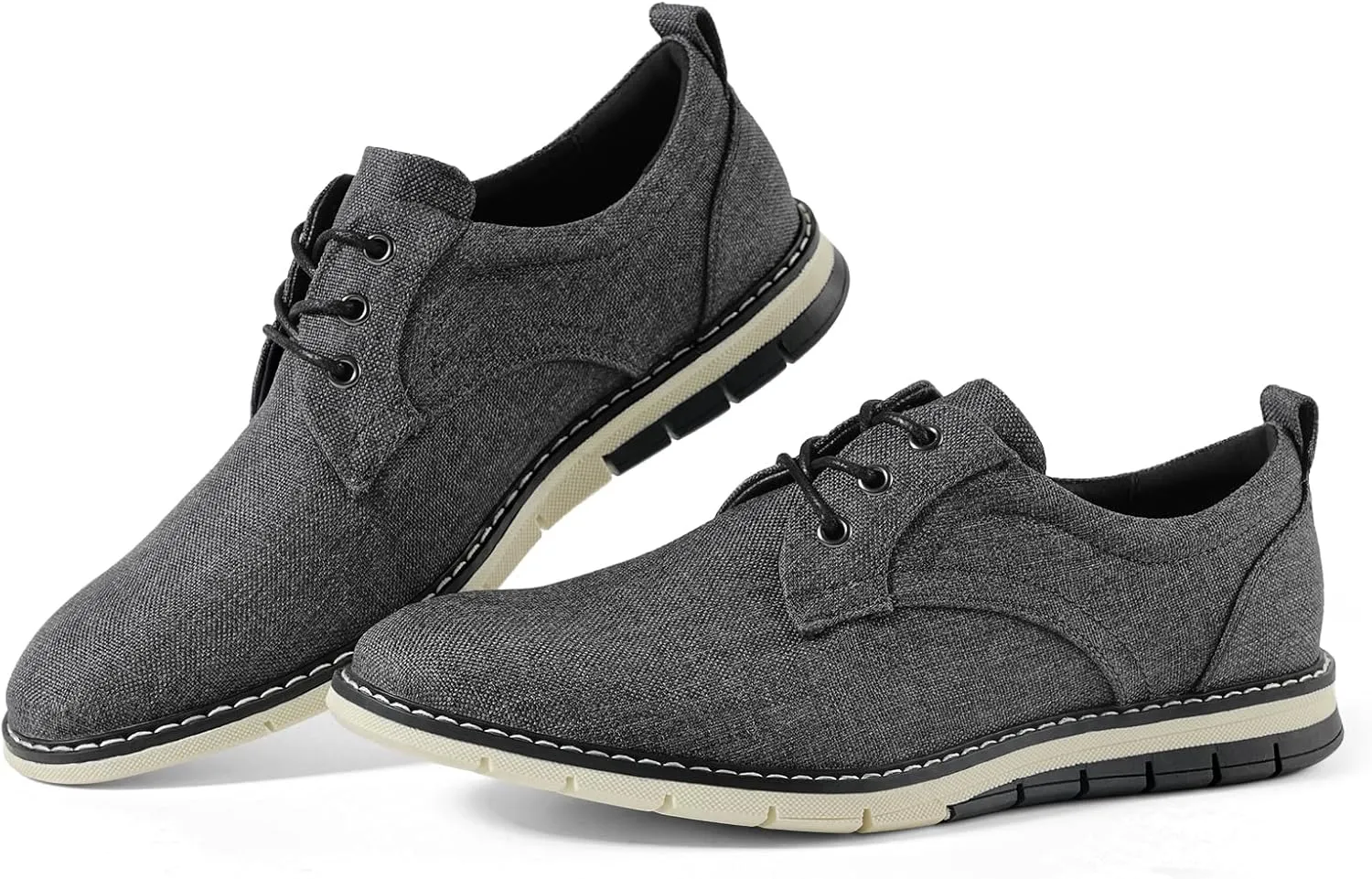 Men's Black Dress Shoes - Stylish Canvas Casual Shoes for Men - Classic Lace Up Derby Shoes Black