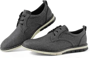 Men's Black Dress Shoes - Stylish Canvas Casual Shoes for Men - Classic Lace Up Derby Shoes Black