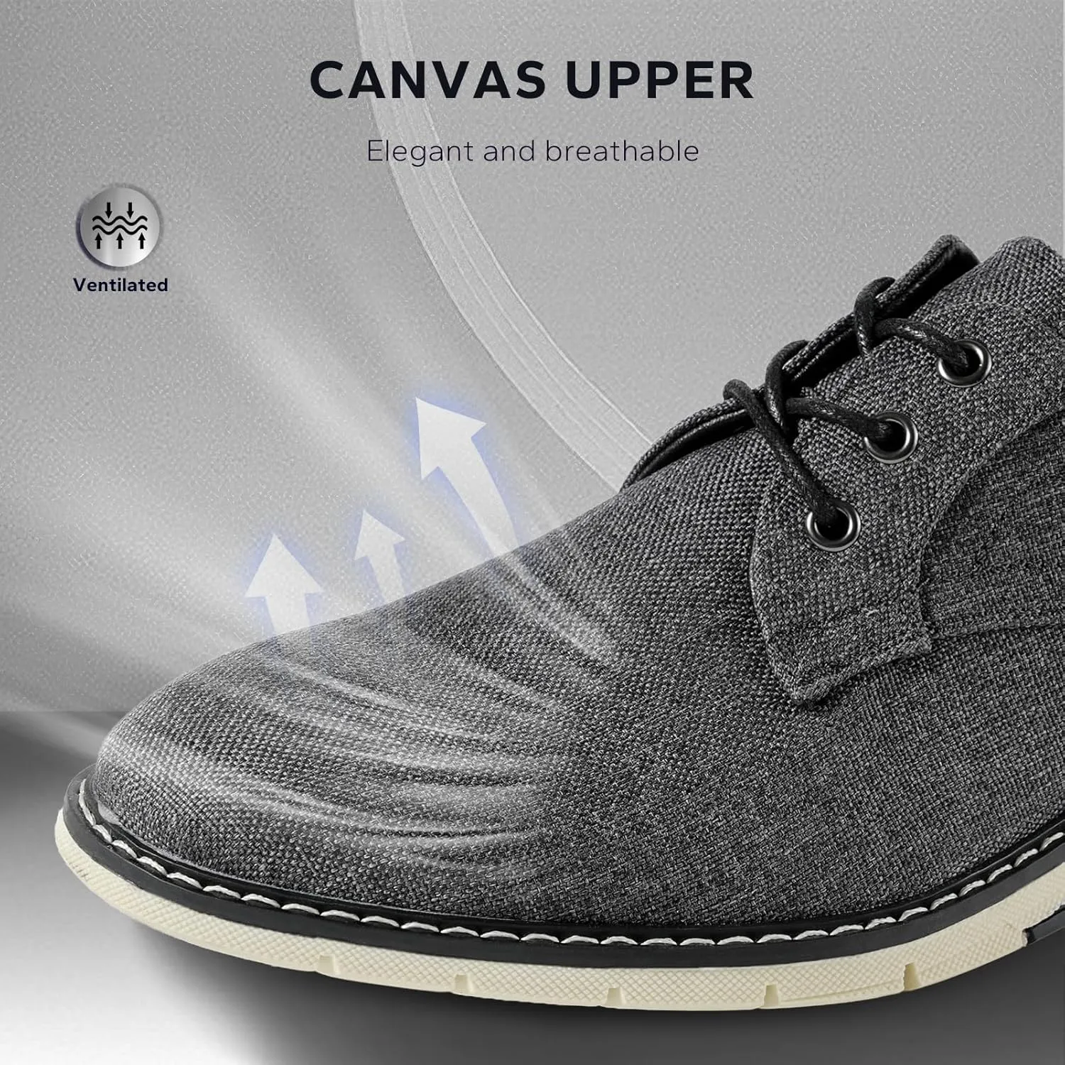 Men's Black Dress Shoes - Stylish Canvas Casual Shoes for Men - Classic Lace Up Derby Shoes Black