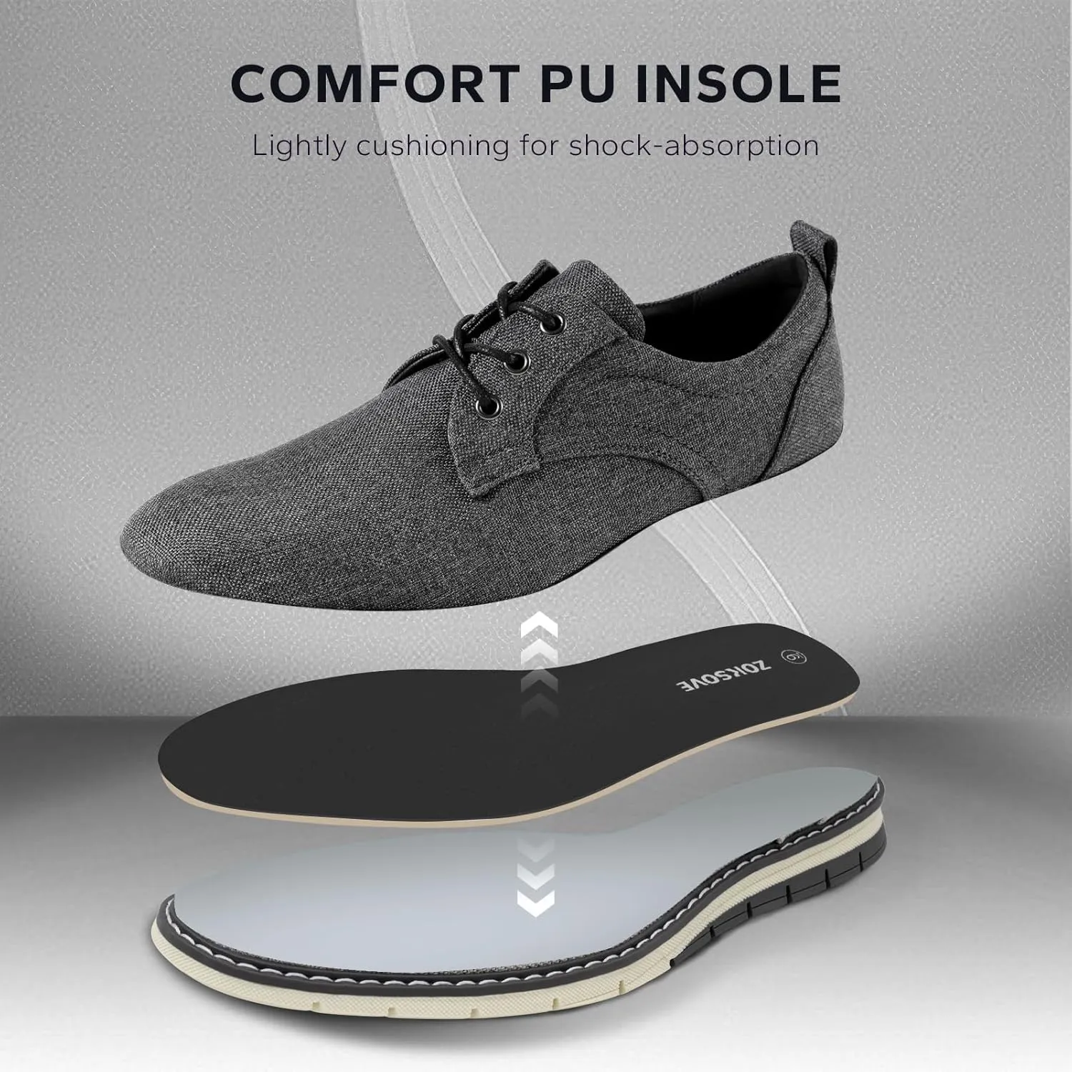 Men's Black Dress Shoes - Stylish Canvas Casual Shoes for Men - Classic Lace Up Derby Shoes Black